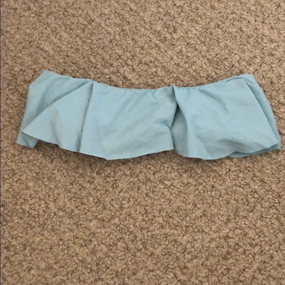 Zara Strapless Blue Swim Ruffle Top
